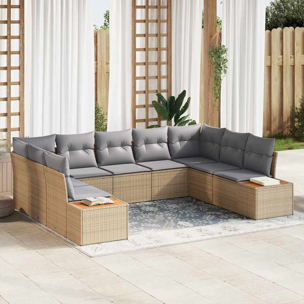 Kerti Kanapé Szett 5 pcs Beige és Világosszürke Polyrattan