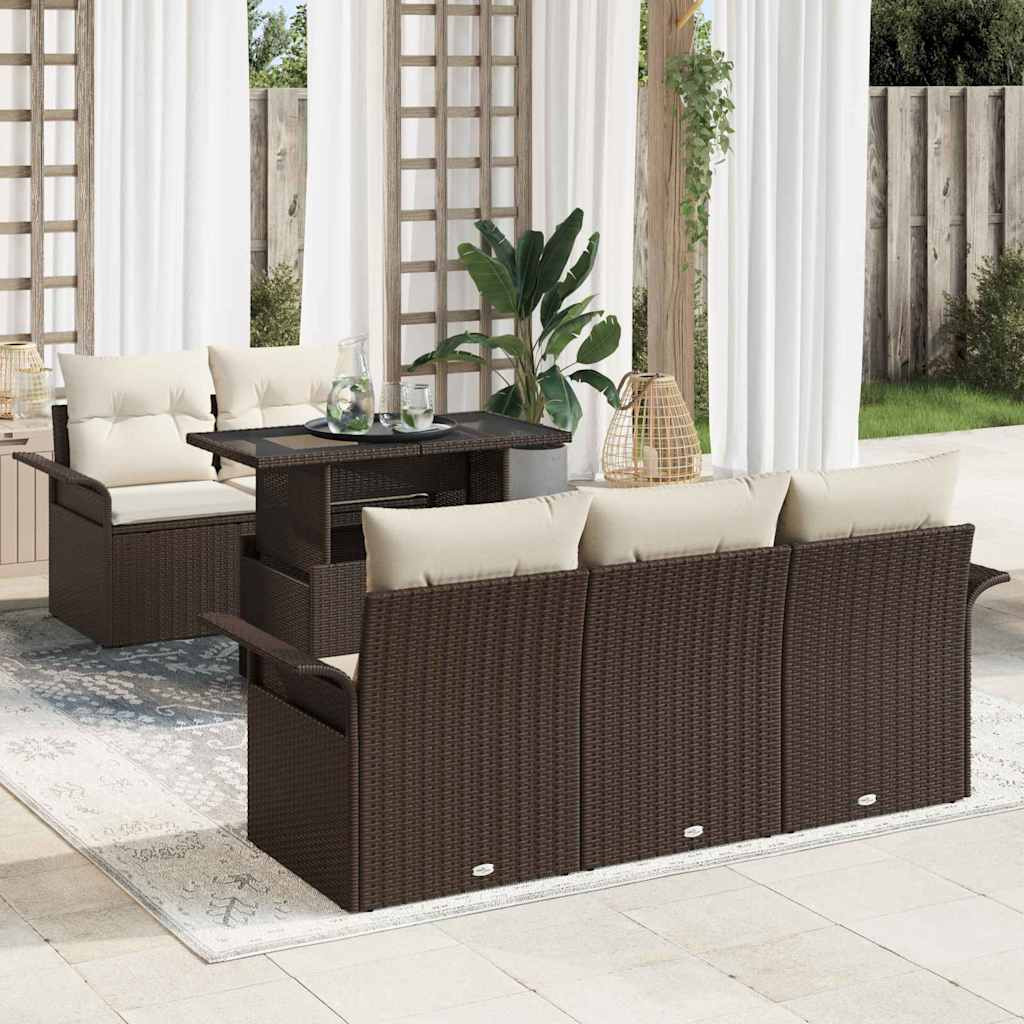 Kerti Kanapé Szett párnával tárolóval 6 pcs Barna Poly Rattan