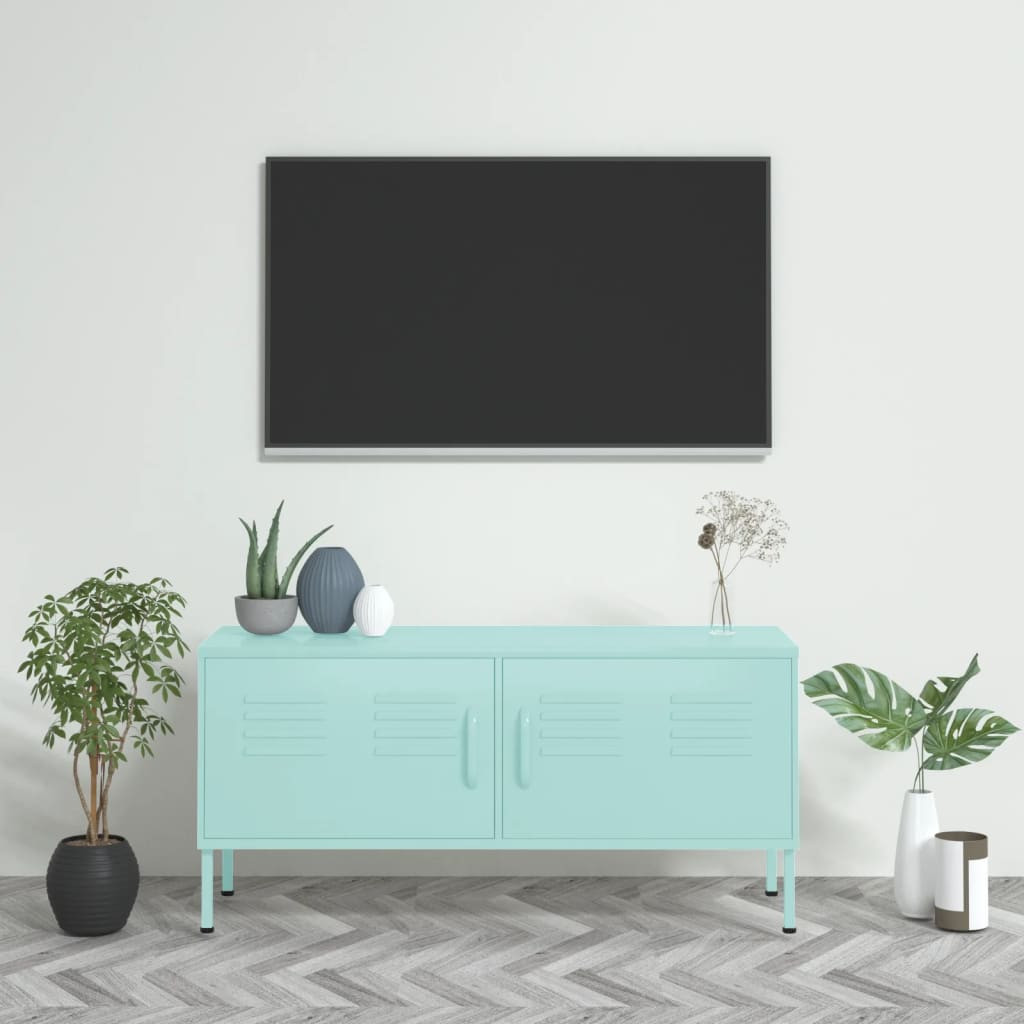 mentazöld acél TV-szekrény 105 x 35 x 50 cm
