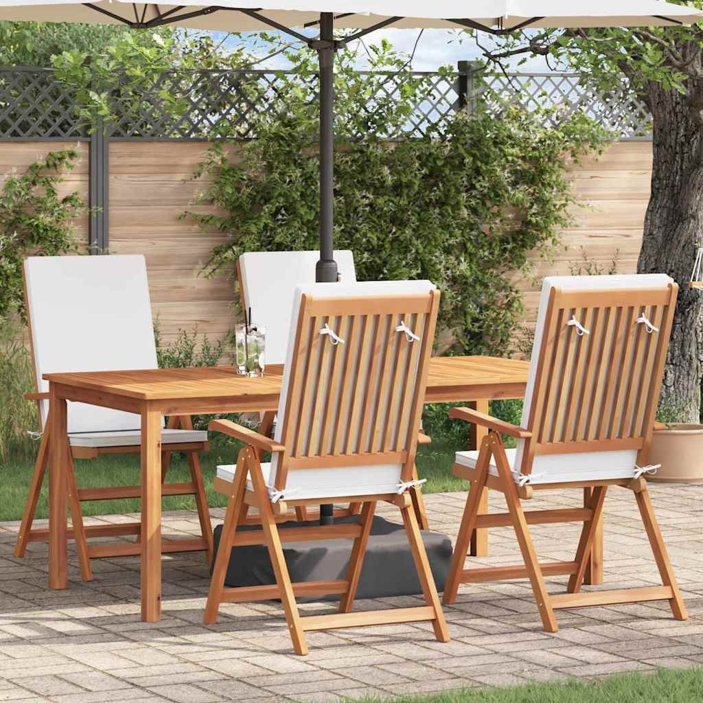 Kerti Szék 4 pcs Barna és fehér 57 x 71,5 x 104 cm Tömör Teakfa
