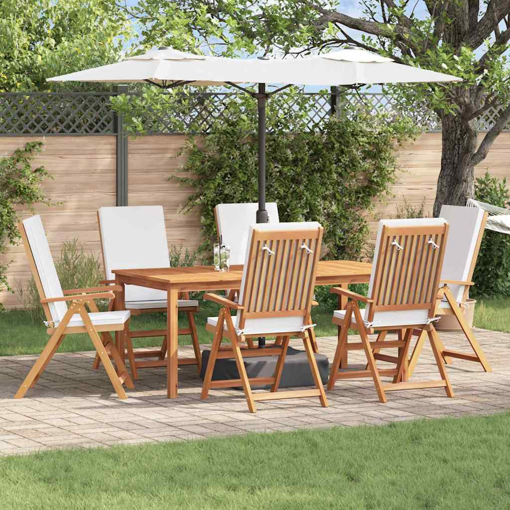 Kerti Szék 6 pcs Barna és fehér 57 x 71,5 x 104 cm Tömör Teakfa