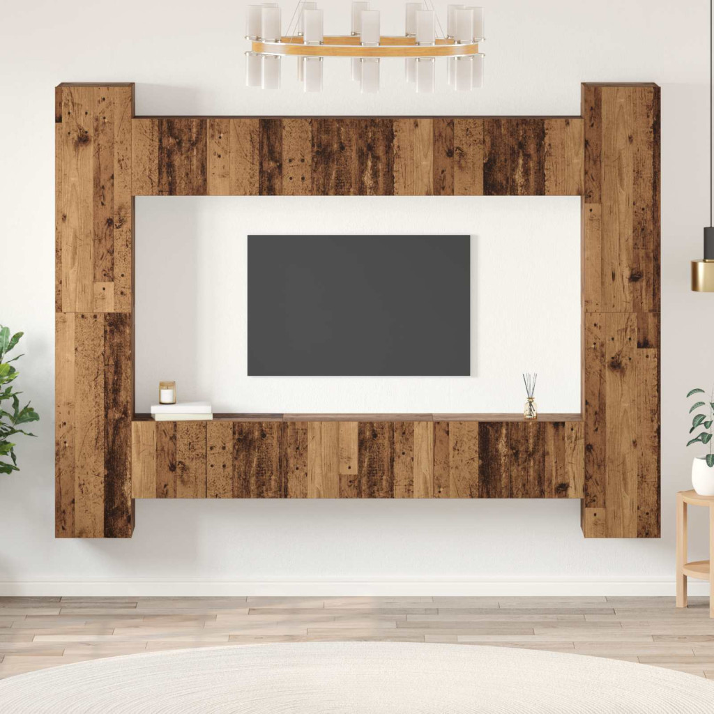 TV szekrény garnitúra 10 pcs Öreg fa 30,5 x 30 x 90 cm Faanyag