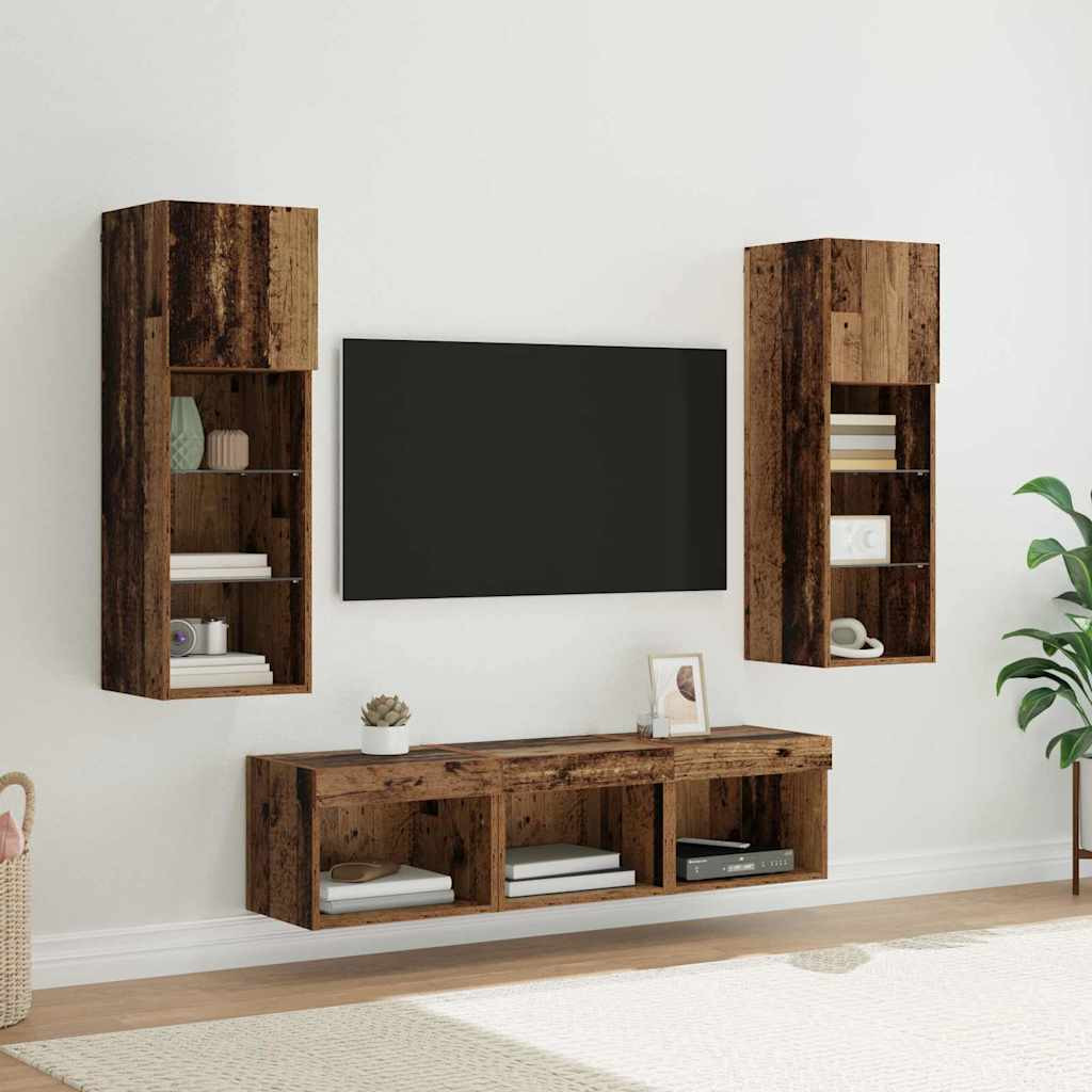 TV Fali Egységek 5 pcs Fekete tölgy 60 x 30 x 30 cm Faanyag
