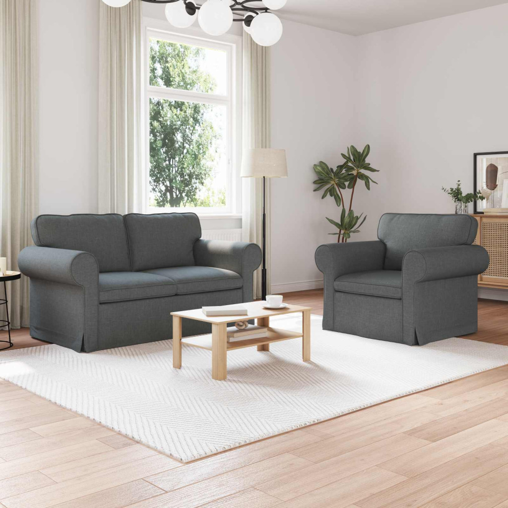vidaXL Kanapé 2 pcs Sötétszürke