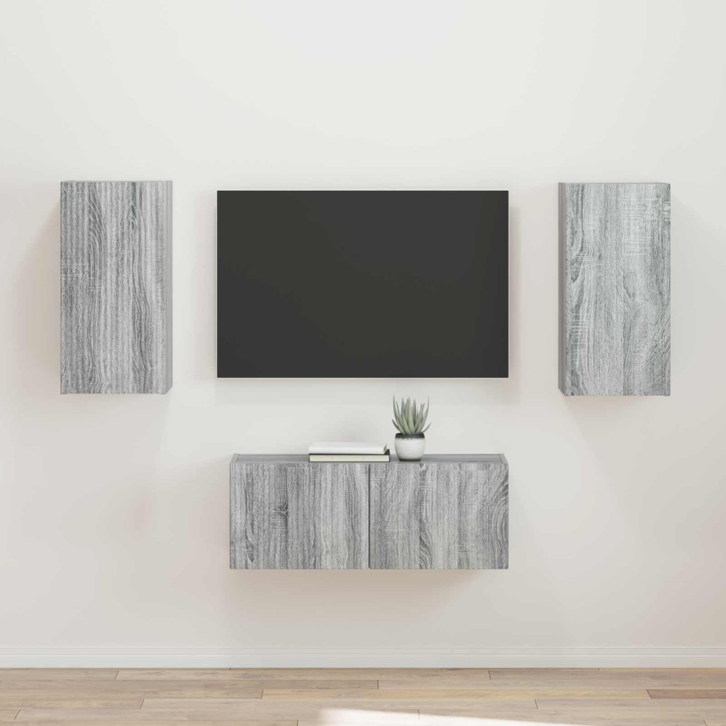 TV szekrény garnitúra 2 pcs Szürke Sonoma Faanyag