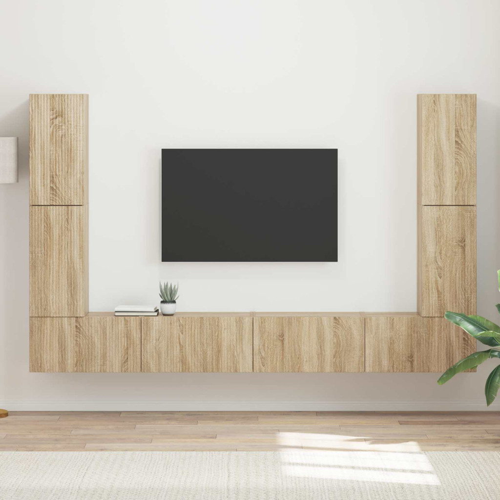 TV szekrény garnitúra 8 pcs Sonoma tölgy Faanyag