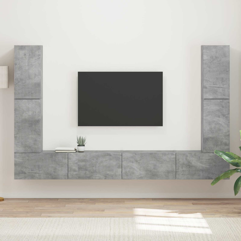 TV szekrény garnitúra 8 pcs Beton Szürke Faanyag