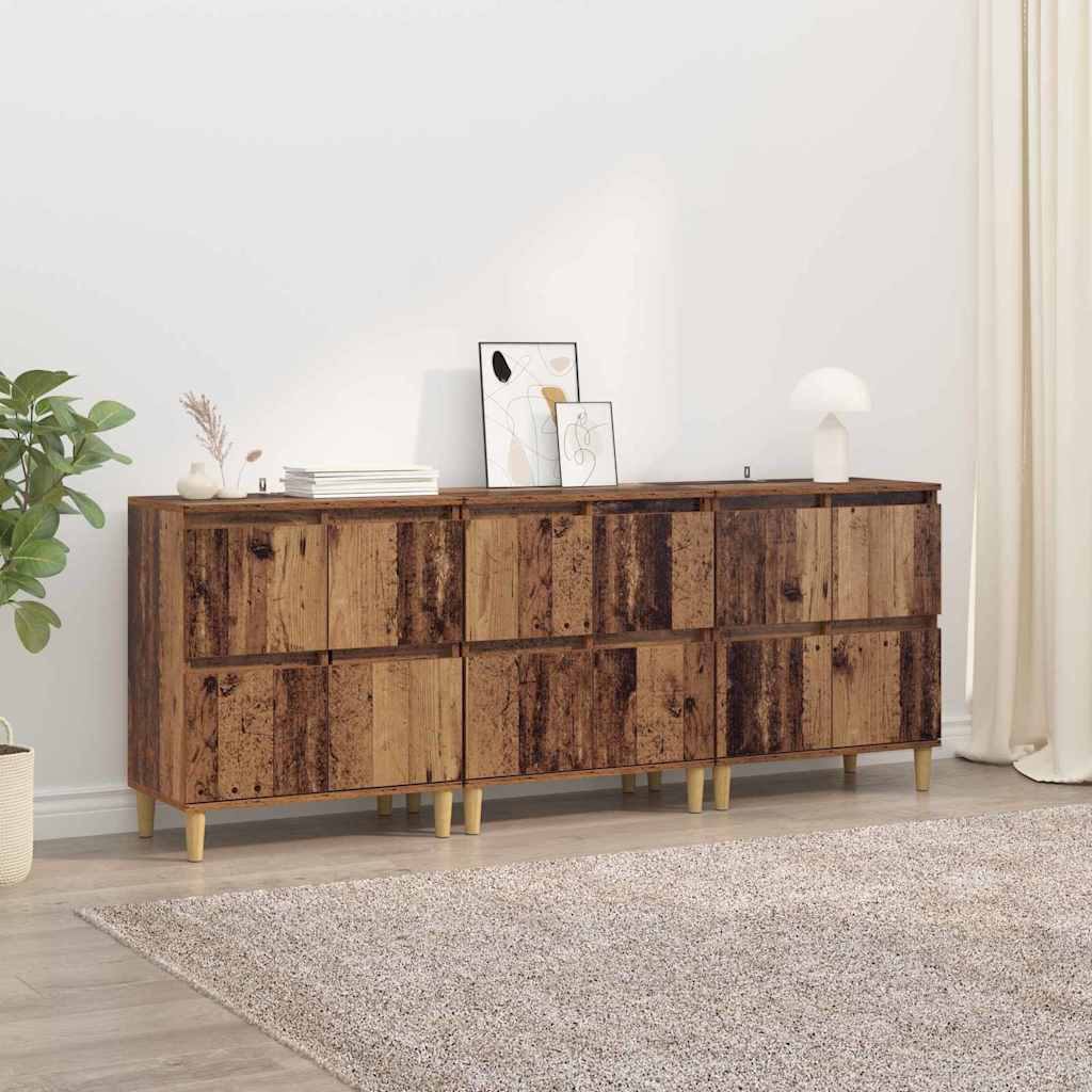 Oldalszekrények 3 pcs Öreg fa 60 x 35 x 70 cm Faanyag