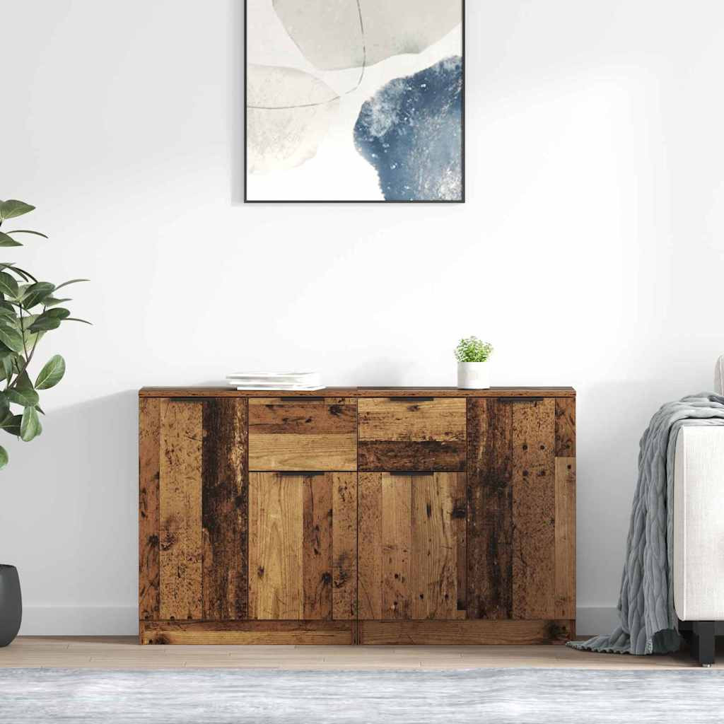 Oldalszekrények fiókkal 2 pcs Öreg fa 60 x 30 x 70 cm Faanyag