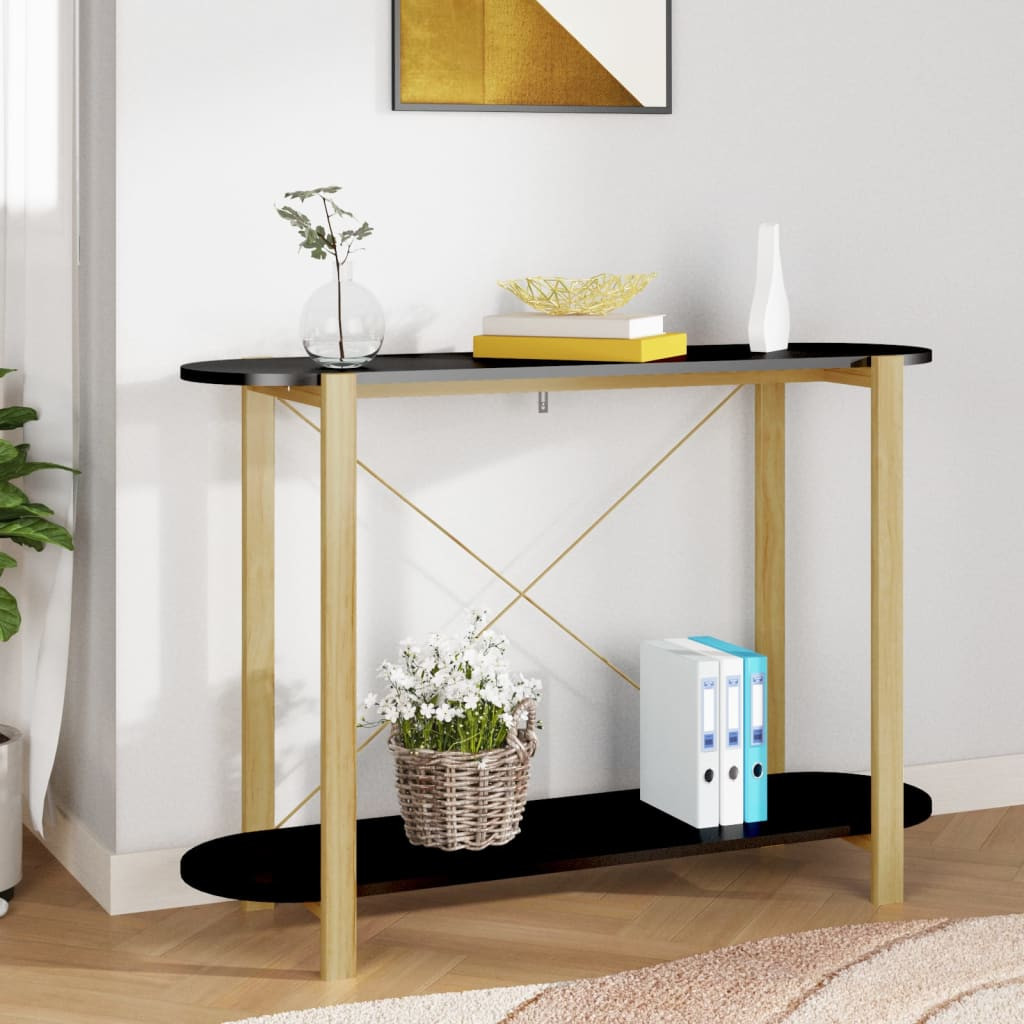 fekete szerelt fa tálalóasztal 110 x 38 x 75 cm