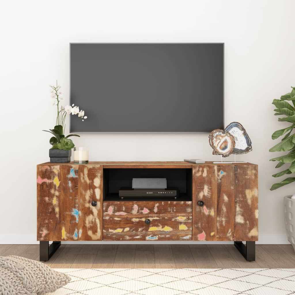 tömör újrahasznosított és szerelt fa TV-szekrény 105x33,5x46 cm