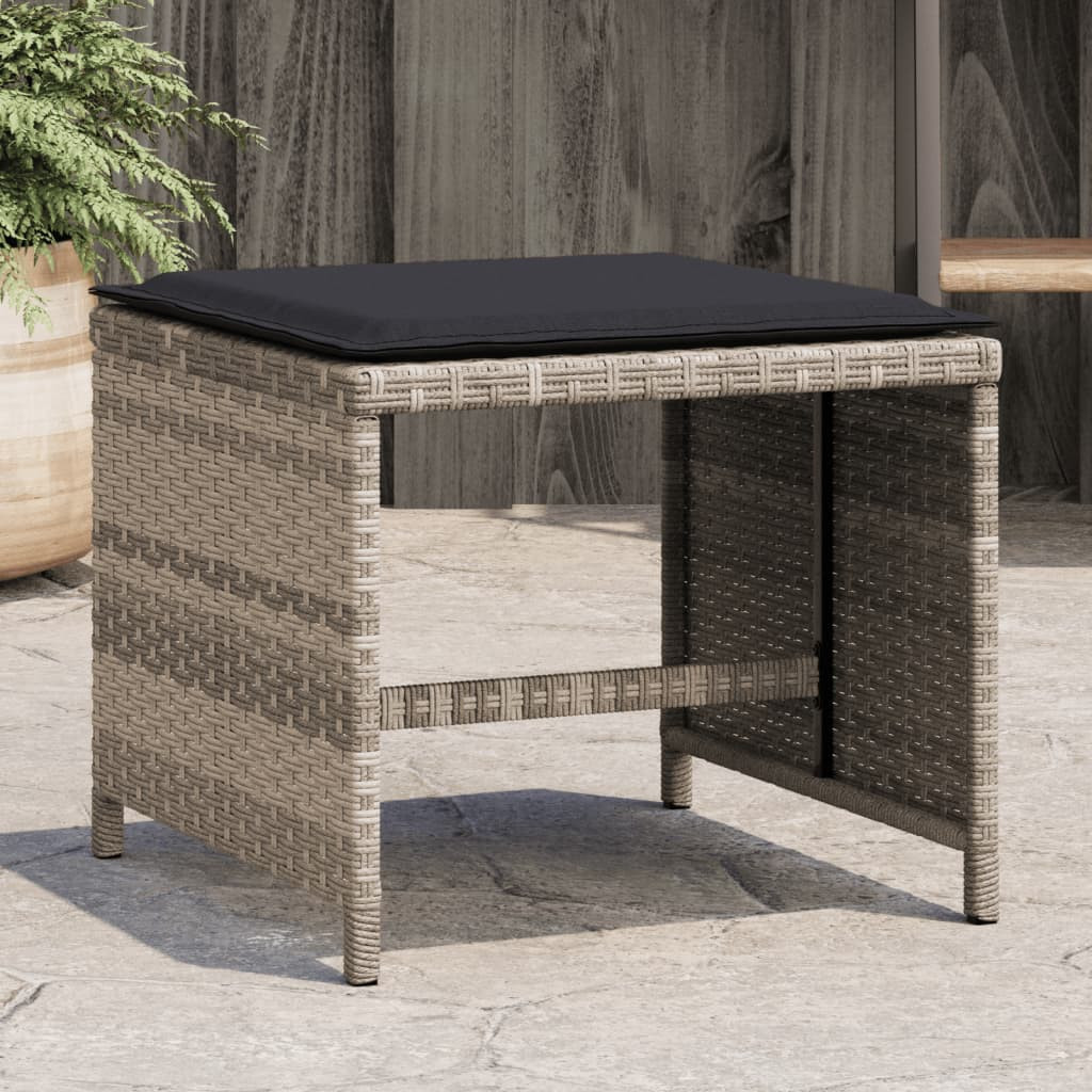 4db világosszürke polyrattan kerti szék párnával 41 x 41 x 36cm