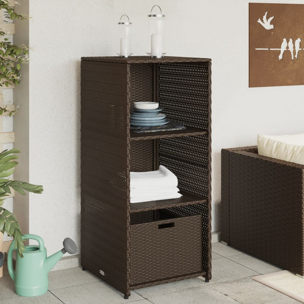 barna polyrattan kerti tárolószekrény 50 x 55 x 115 cm