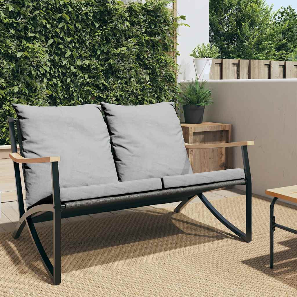 fekete acél kerti pad párnákkal 120 cm fekete acél kerti pad párnákkal 120 cm