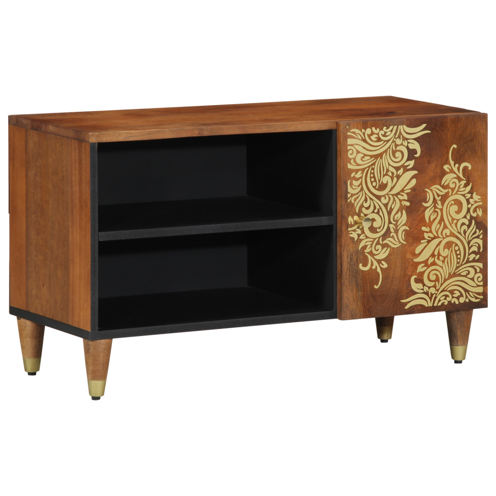 TV Szekrény Mézbarna Tömör mangófa, MDF 80 x 33 x 46 cm