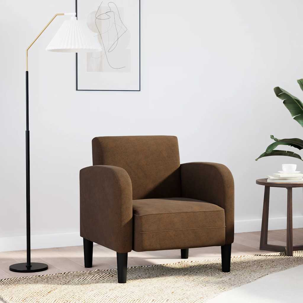 barna műbőr kanapé szék karfával 54 cm