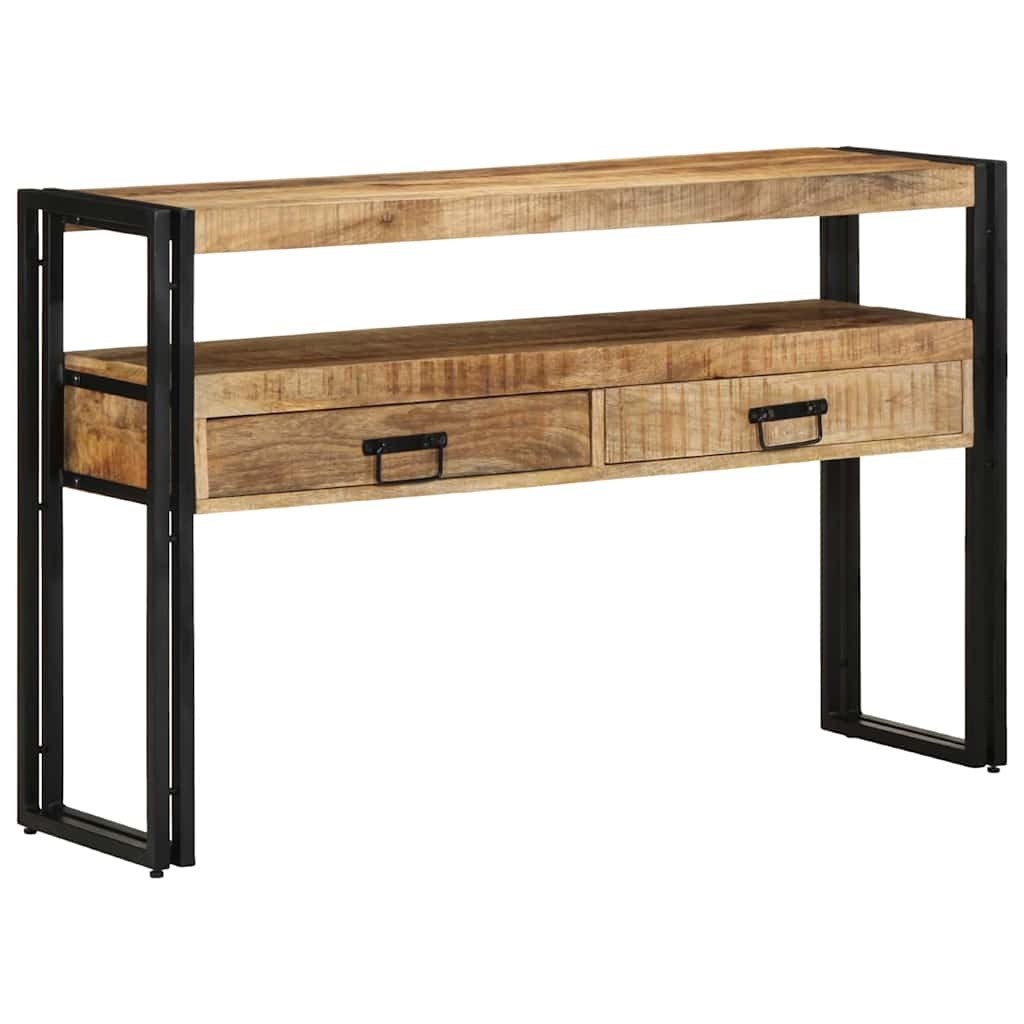 Konzolasztal fiókkal Barna 120 x 33 x 75 cm tömör mangófa