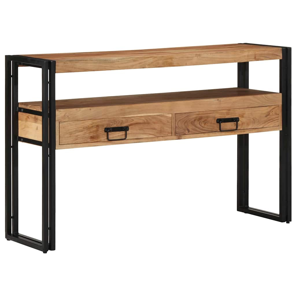 vidaXL Konzolasztal fiókkal Barna 120 x 33 x 75 cm Tömör Akácfa