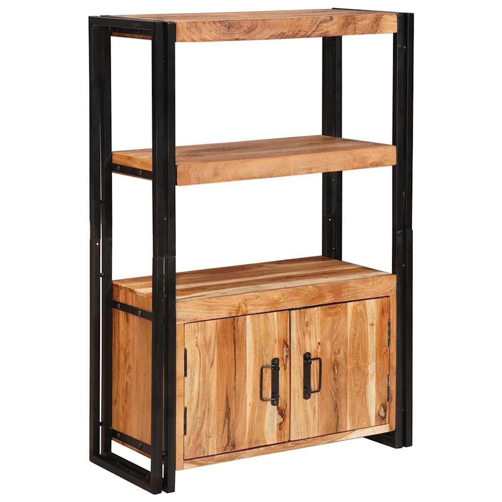 Könyvespolc Ajtókkal Barna 72 x 33 x 110 cm Tömör akácfa és fém