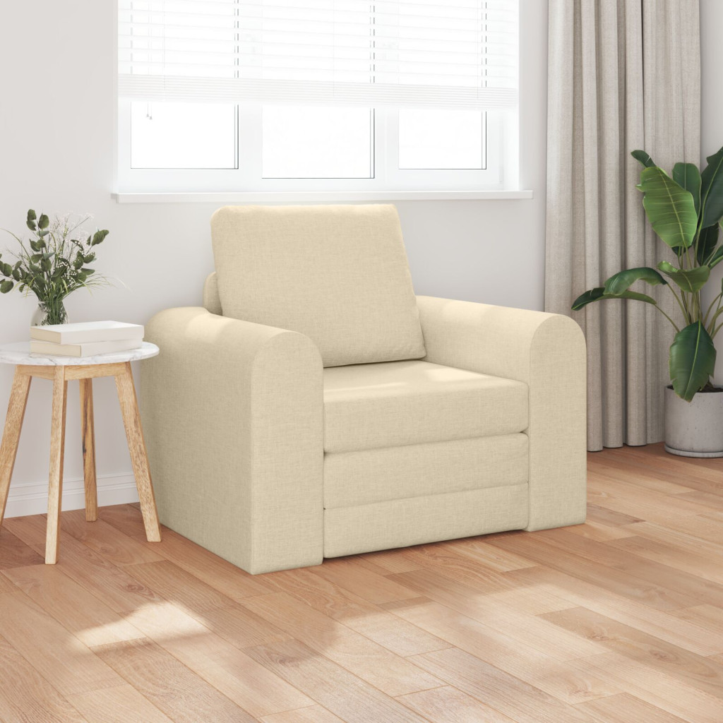 Floor Sofa Bed 2 az 1-ben Krém 98x71x83 cm Szövet