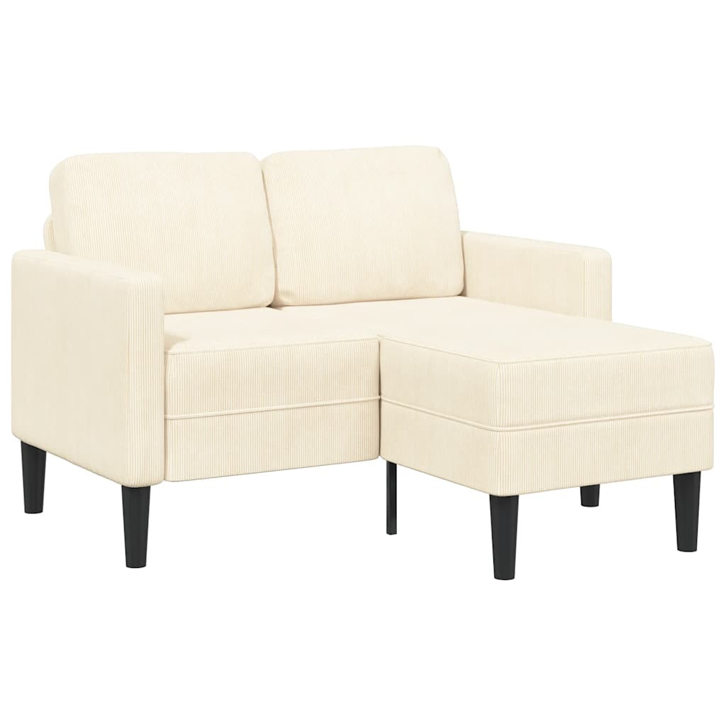 krémszínű vászon 2 üléses kanapé L-alakú kanapéval 125 cm