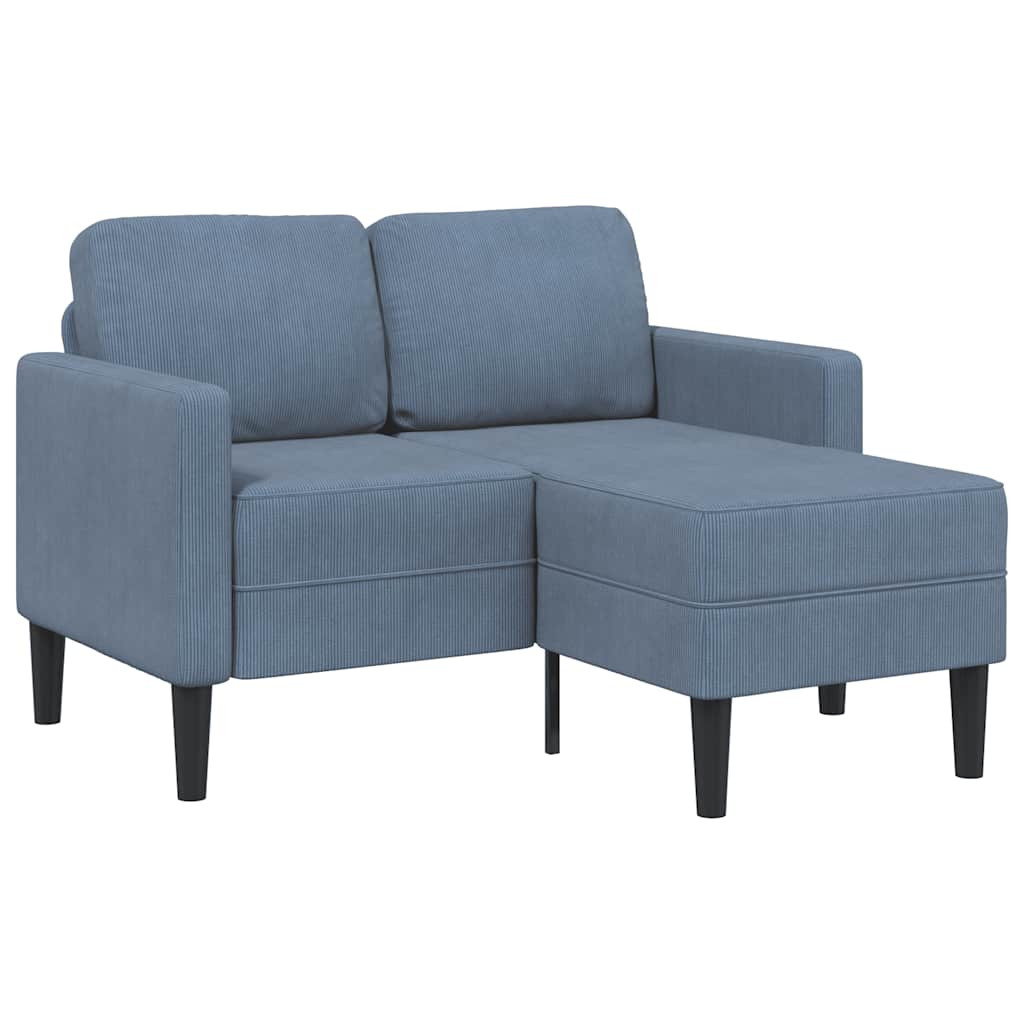kék vászon 2 üléses kanapé L-alakú kanapéval 125 cm