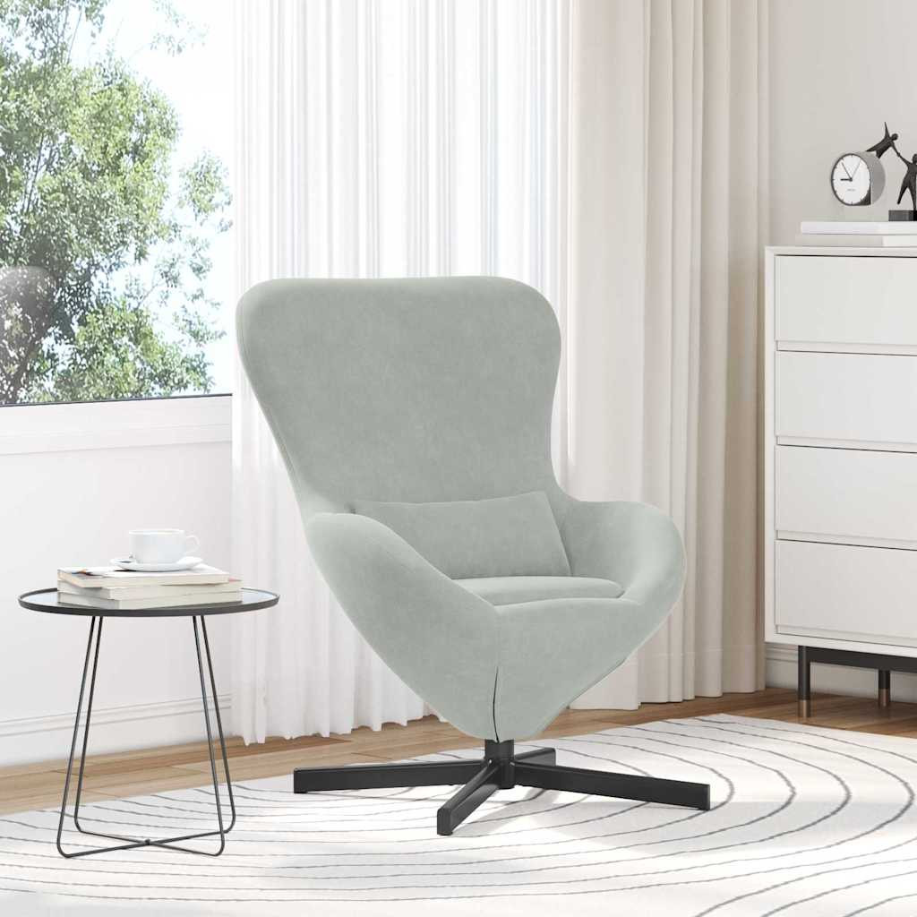 vidaXL Tojásfotel Világosszürke 63 x 73 x 90 cm Bársony