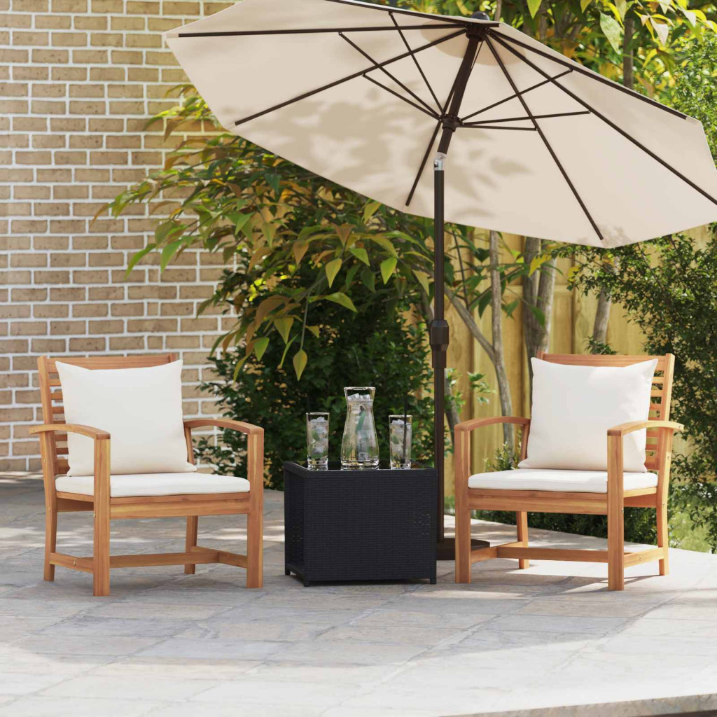 Szék 2 pcs Barna és Krém 65 x 60 x 76,5 cm Tömör Teakfa