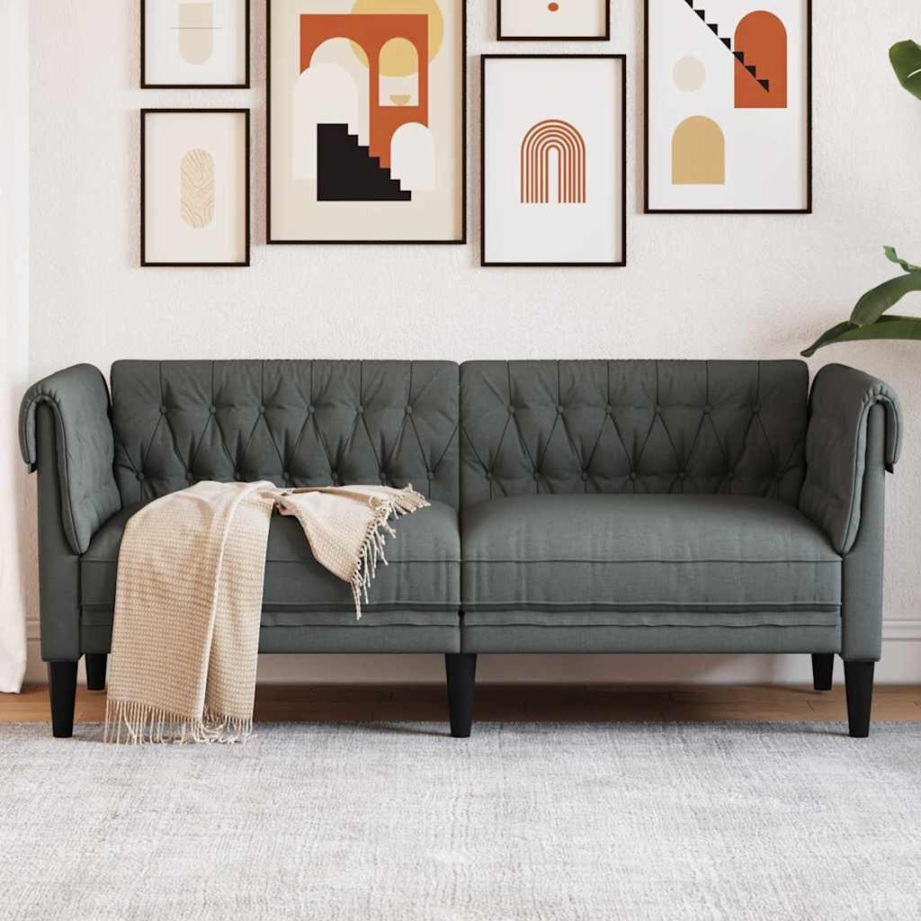 Chesterfield kanapé Sötétszürke 182.5 x 74.5 x 74.5 cm szövet