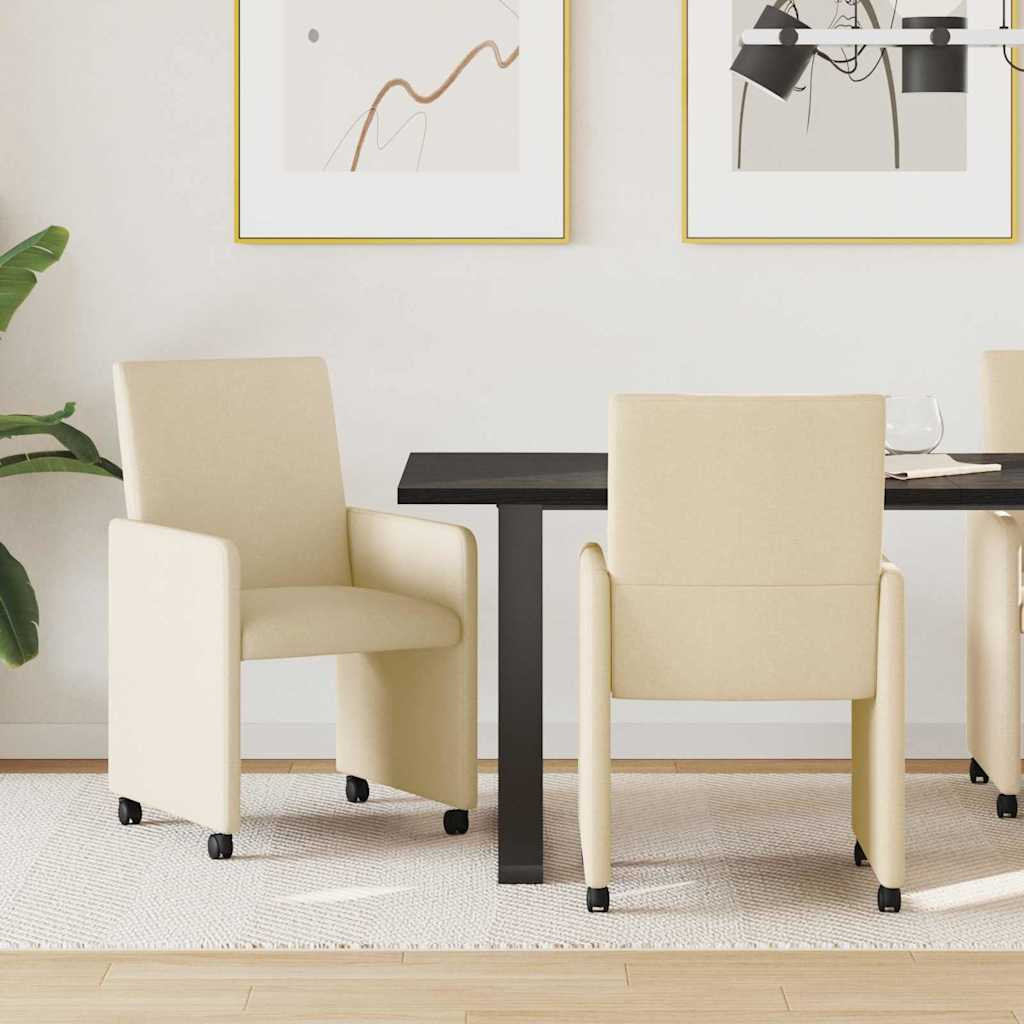 Kerekes Étkező Székek 2 pcs Krém 57 x 66 x 94 cm szövet