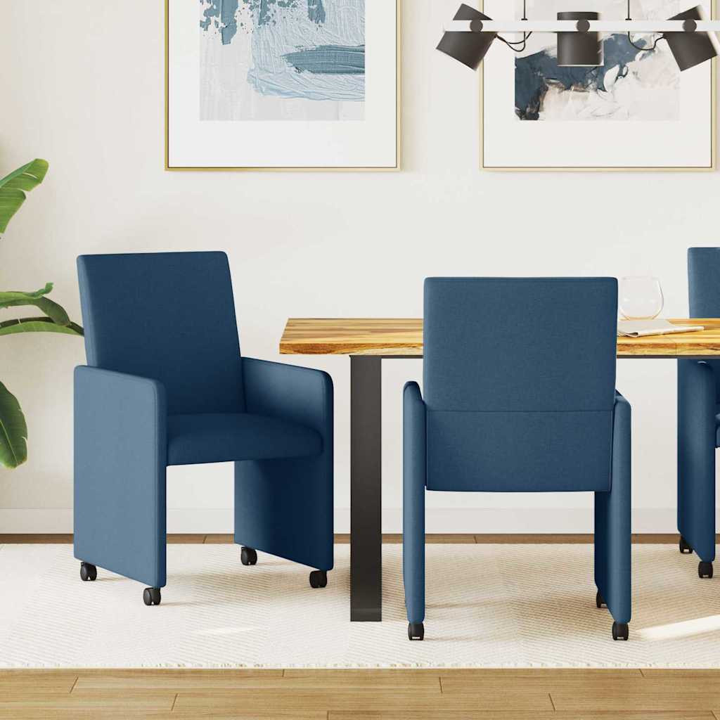 Étkező Székek kerékkel 2 pcs Kék 57 x 66 x 94 cm szövet