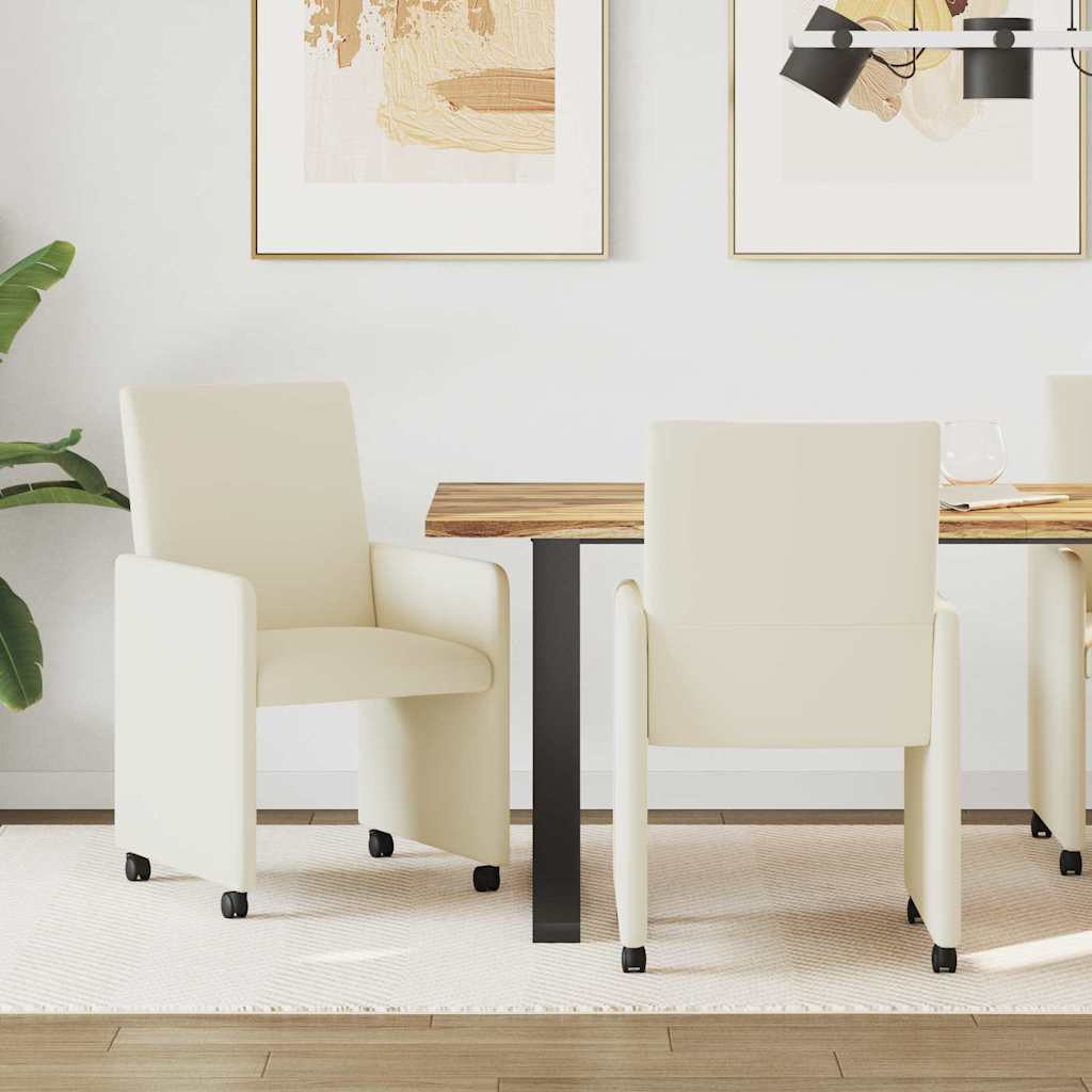 Kerekes Étkező Székek 2 pcs Krém 57 x 66 x 94 cm Műbőr