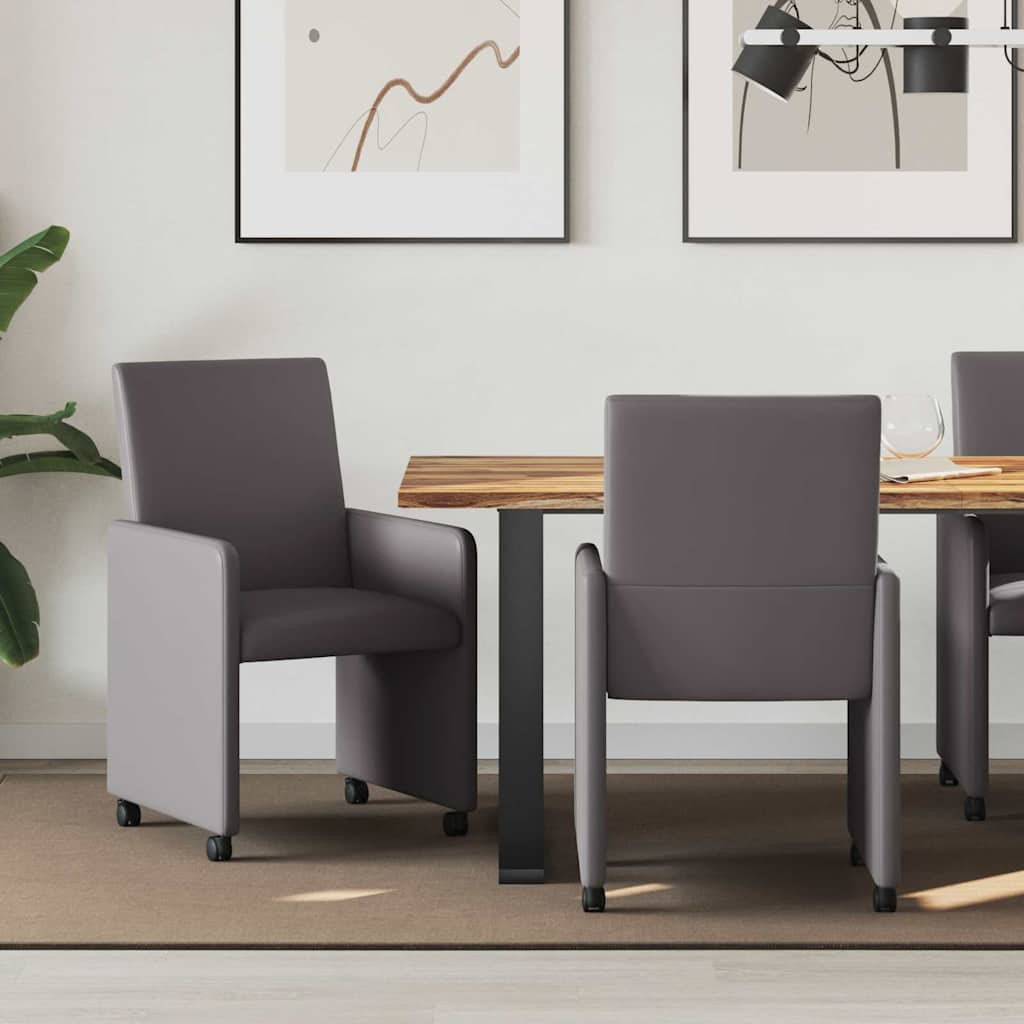 Kerekes Étkező Székek 2 pcs Szürke 57 x 66 x 94 cm Műbőr