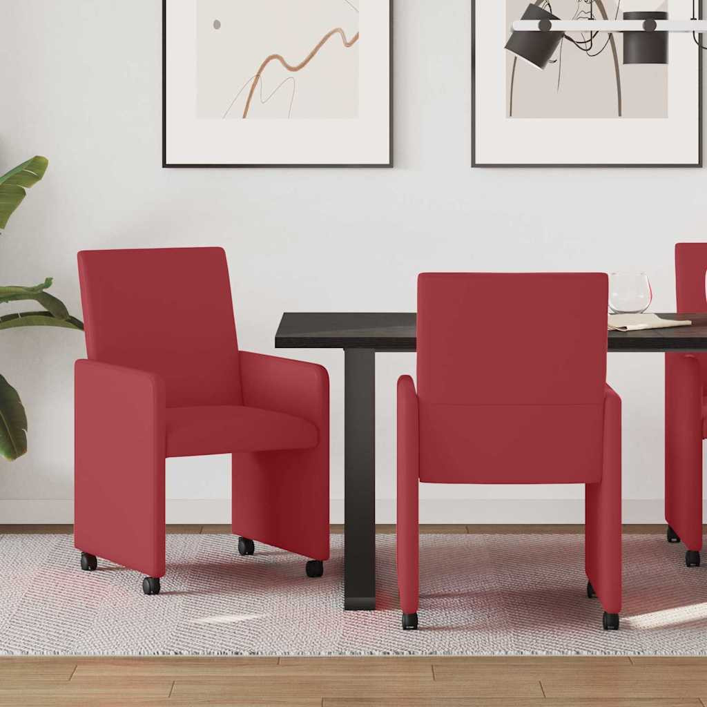 Kerekes Étkező Székek 2 pcs bordó 57 x 66 x 94 cm Műbőr