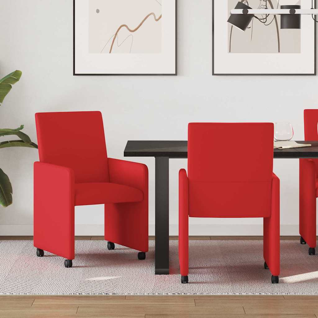 Kerekes Étkező Székek 2 pcs Piros 57 x 66 x 94 cm Műbőr