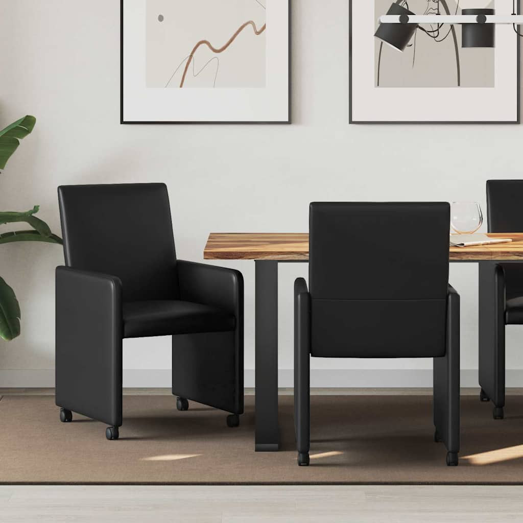 Kerekes Étkező Székek 2 pcs Fekete 57 x 66 x 94 cm Műbőr