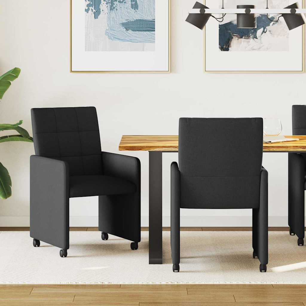 Kerekes Étkező Székek 2 pcs Fekete 58 x 65 x 94 cm szövet