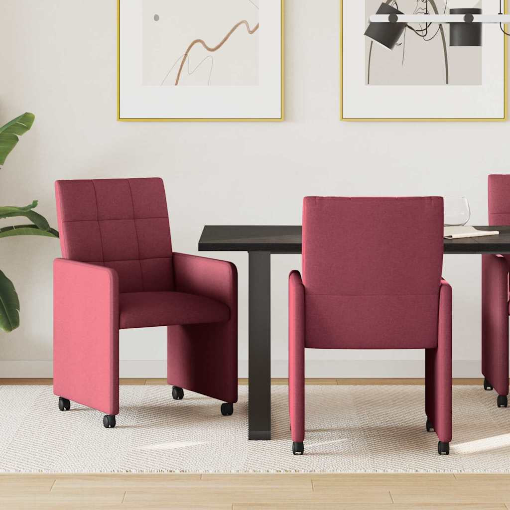 Kerekes Étkező Székek 2 pcs bordó 58 x 65 x 94 cm szövet