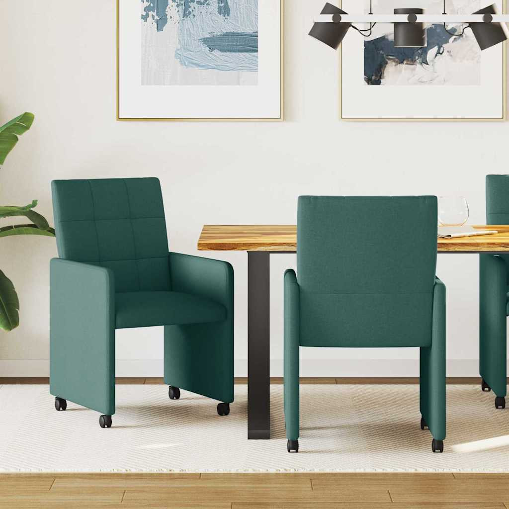 Kerekes Étkező Székek 2 pcs Sötétzöld 58 x 65 x 94 cm szövet