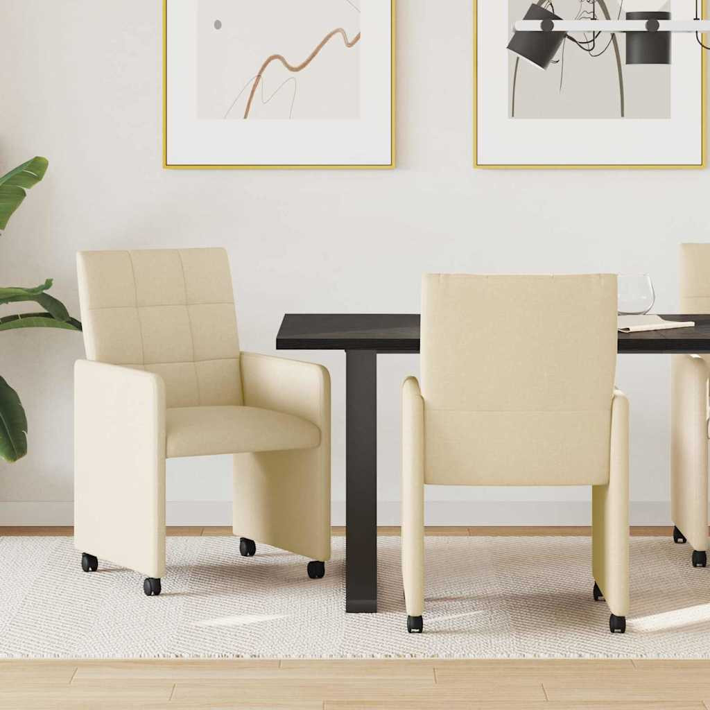 Kerekes Étkező Székek 2 pcs Krém 58 x 65 x 94 cm szövet
