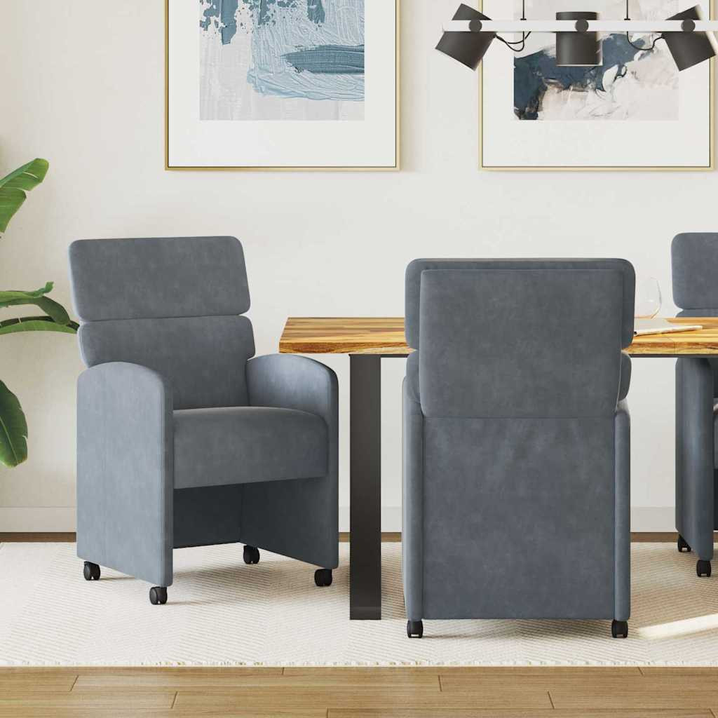 Kerekes Étkező Székek 2 pcs Sötétszürke 58 x 65 x 98 cm Bársony