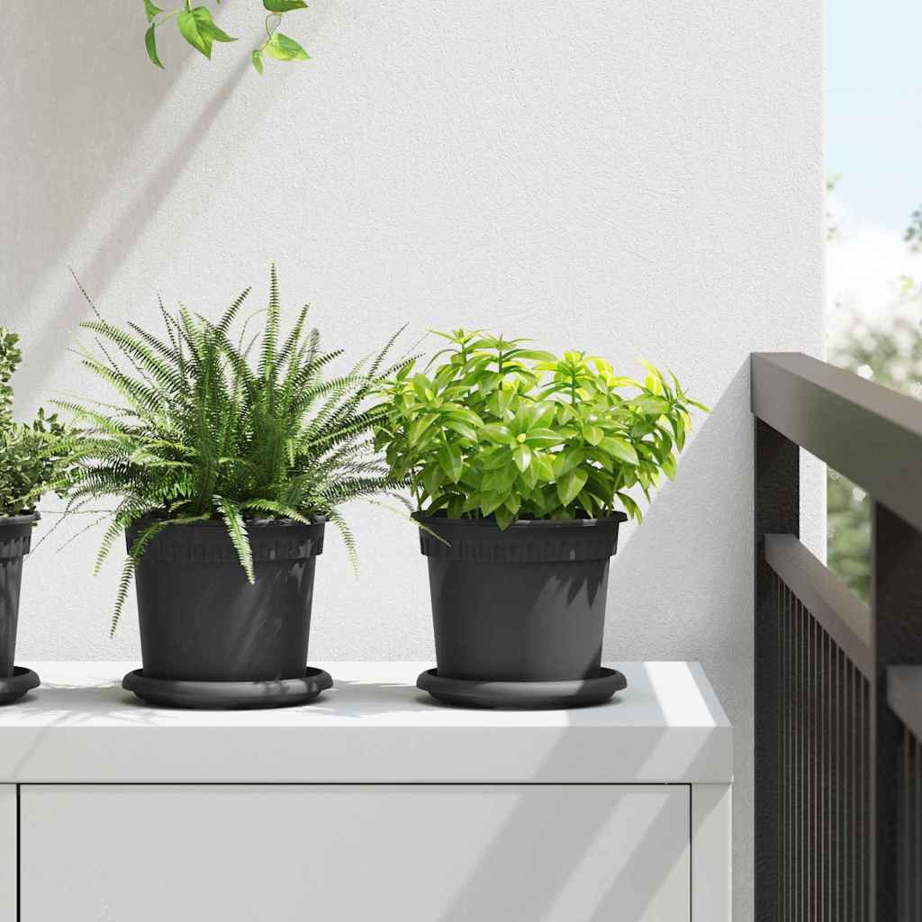 vidaXL Kerek Virágcserép 24 pcs Fekete Ø 15 x 12 cm Műanyag