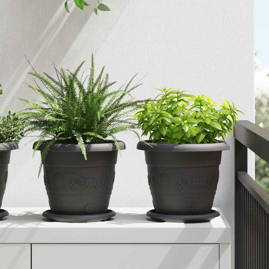 Kerek Virágcserép 6 pcs Fekete Ø 26 x 21,5 cm Műanyag