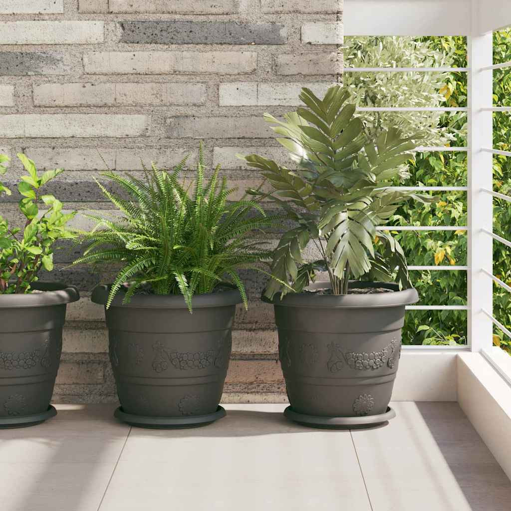 vidaXL Kerek Virág Tálca 24 pcs Fekete Ø 21,5 x 2,5 cm Műanyag