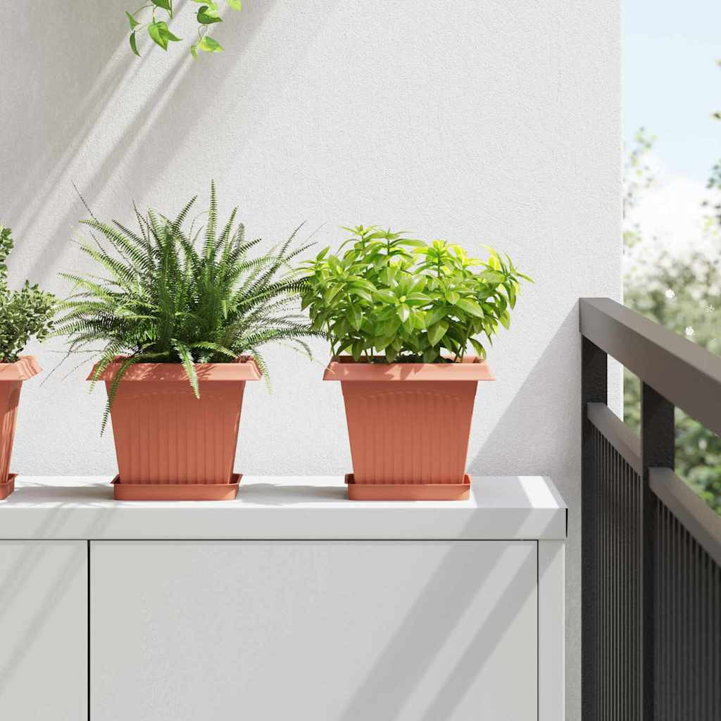 Négyzet Virágcserép 6 pcs Tégla Vörös 20 x 20 x 16 cm Műanyag