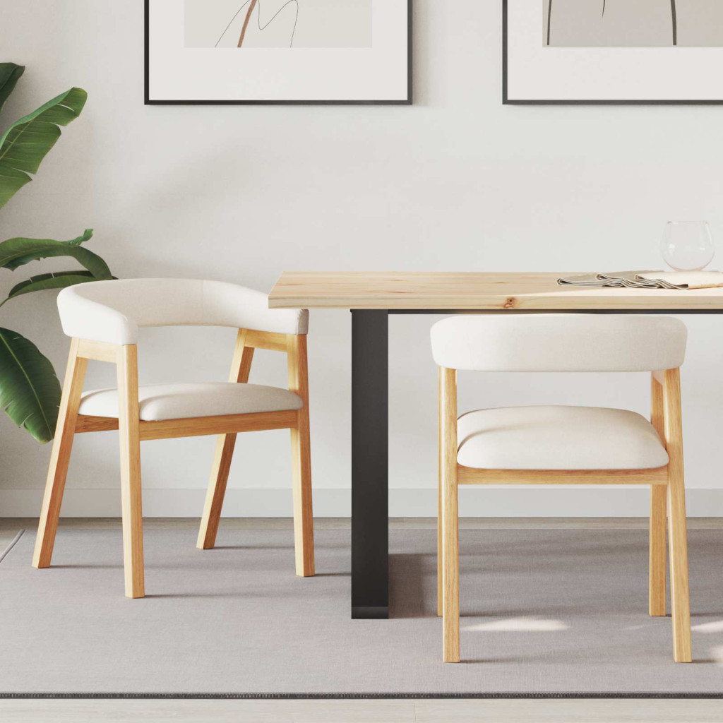 Étkező Székek 2 pcs Természetes 54 x 57 x 73 cm Tömör Gumi Fa