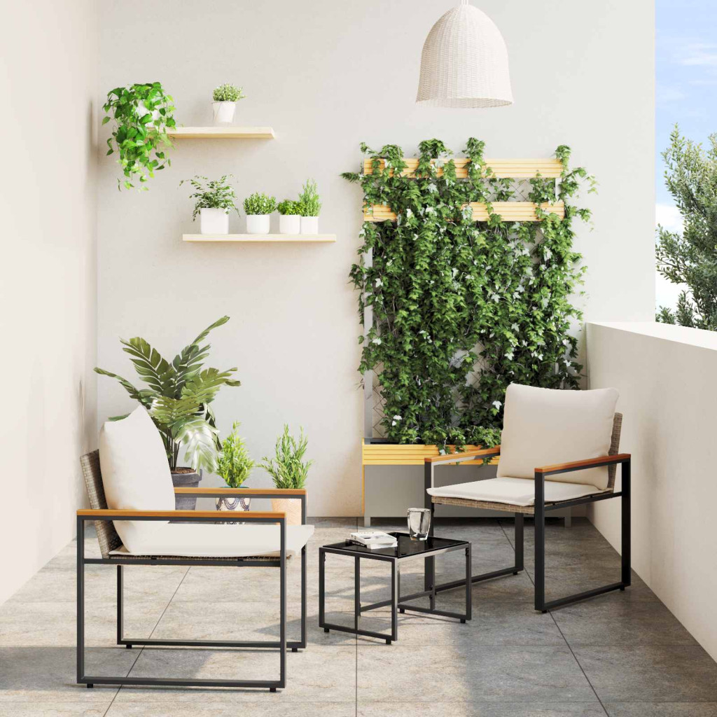 Bútor szettek párnával 3 pcs Beige és Krémszínű Rattan