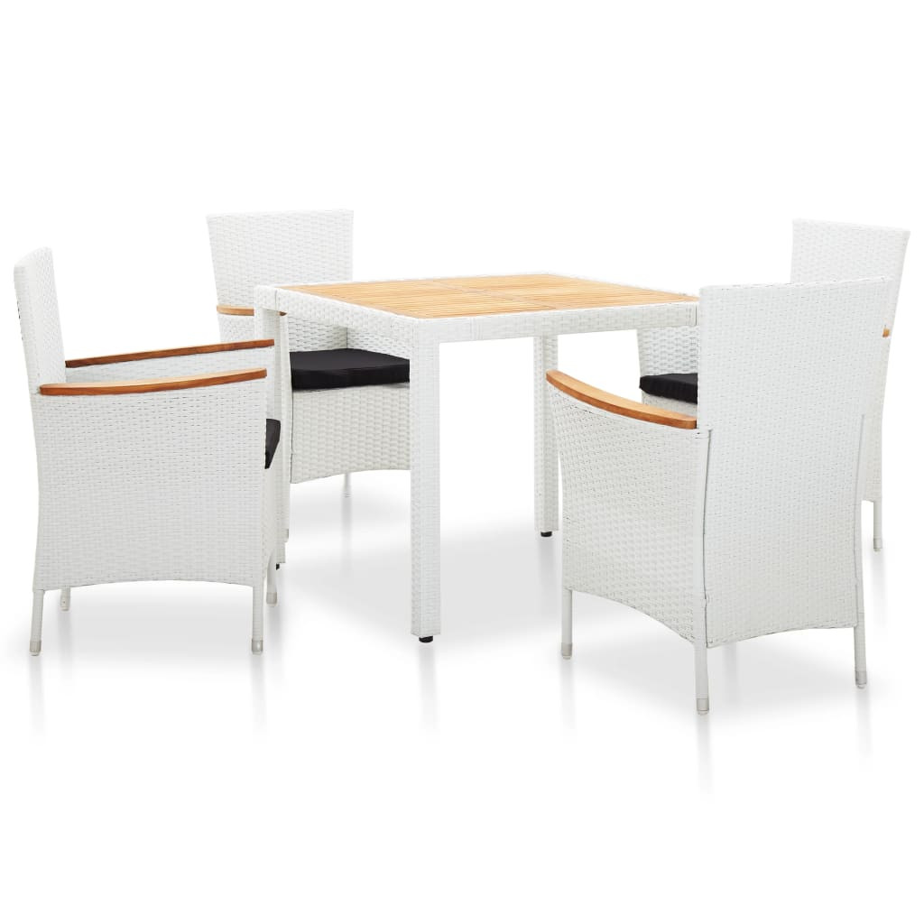 5 részes kültéri fehér polyrattan étkezőgarnitúra 5 részes kültéri fehér polyrattan étkezőgarnitúra