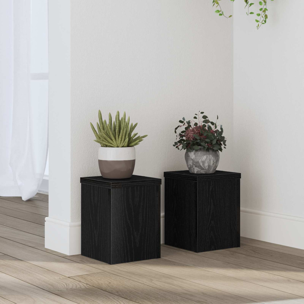 Növényállvány 2 pcs Fekete tölgy 15 x 15 x 20 cm Faanyag