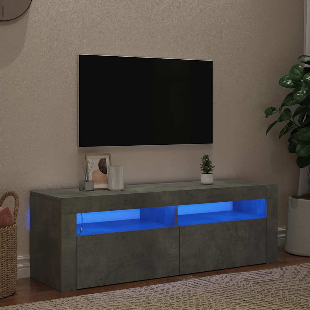 betonszürke TV-szekrény LED-világítással 120 x 35 x 40 cm